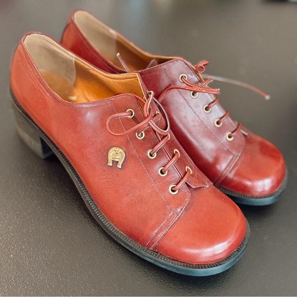 Etienne Aigner Shoes - Etienne Aigner Oxfords Stacked Heel Loafer Leather Vintage 70s Size 8.5